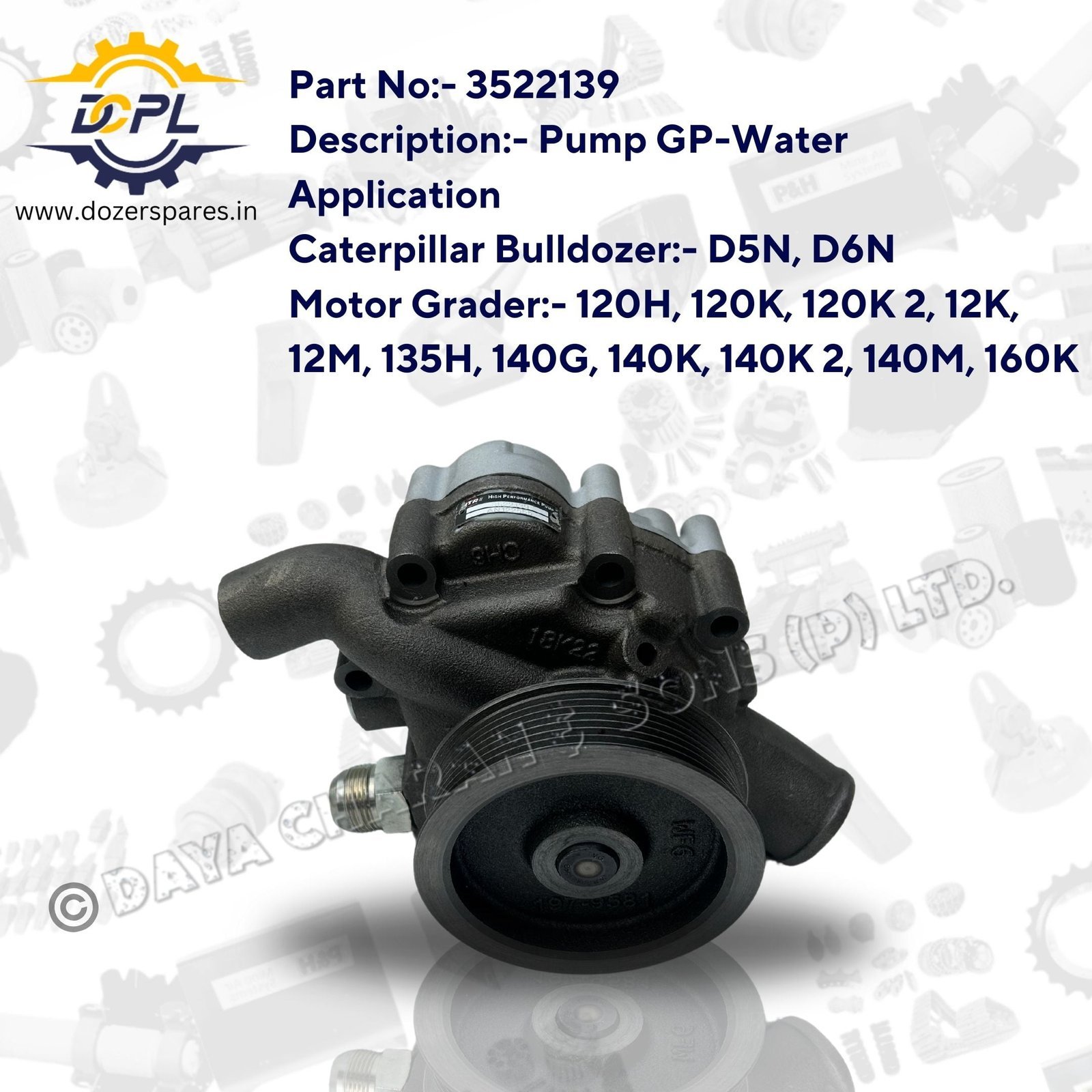 3522139-Pump-GP-Water-Caterpillar-Bulldozer-Motor-Grader