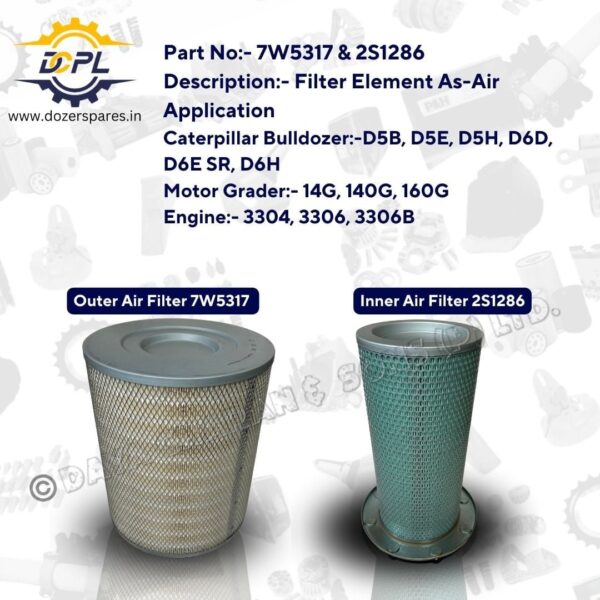 7W5317 – & – 2S1286 – Filter – Element – As – Air – Caterpillar – Bulldozer – Motor – Grader – Engine