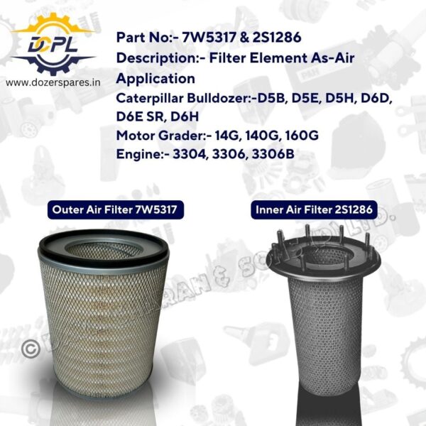 7W5317 – & – 2S1286 – Filter – Element – As – Air – Caterpillar – Bulldozer – Motor – Grader – Engine