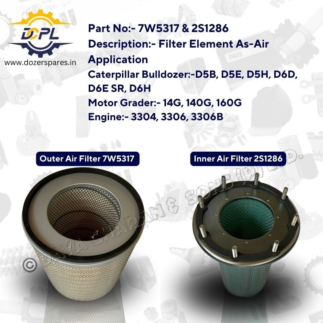 7W5317-&-2S1286-Filter-Element-As-Air-Caterpillar-Bulldozer-Motor-Grader-Engine
